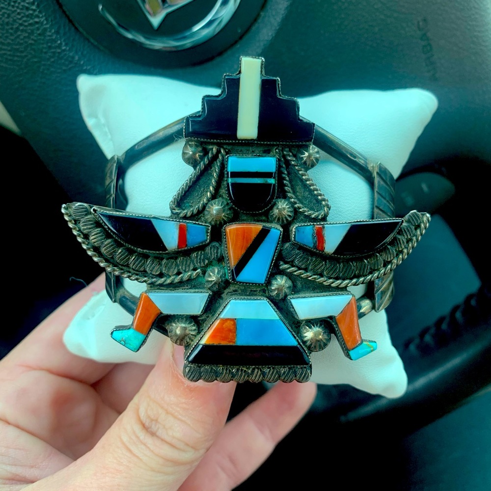 Antique Indian Cuff Bracelet by William Lamy from the Zuni Tribe.